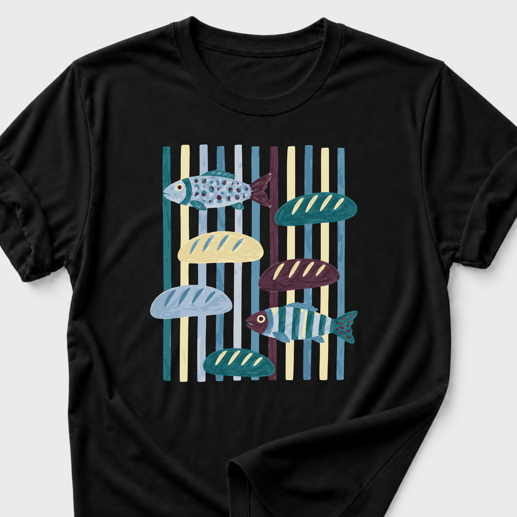 God Provides with Two Fish and Five Loaves T-Shirt