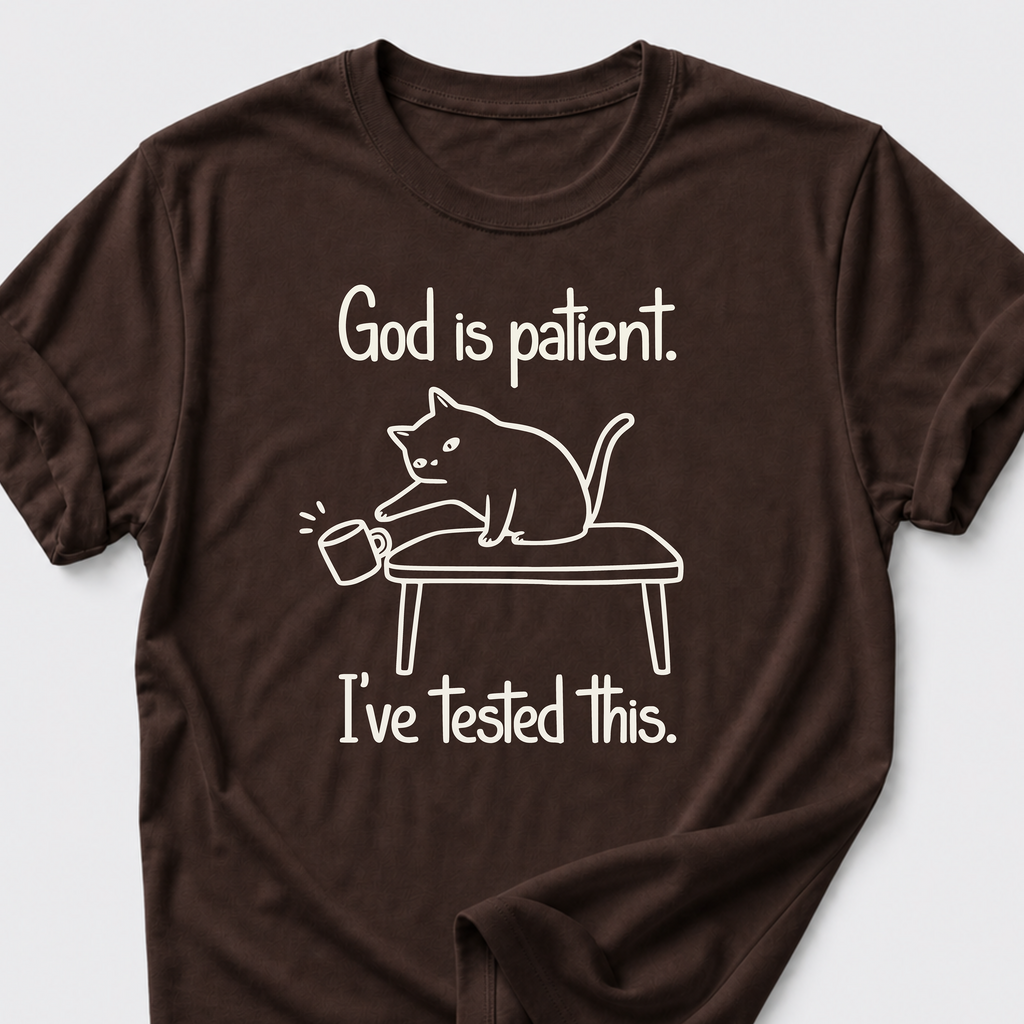 God is Patient. I've Tested This • Cat T-Shirt