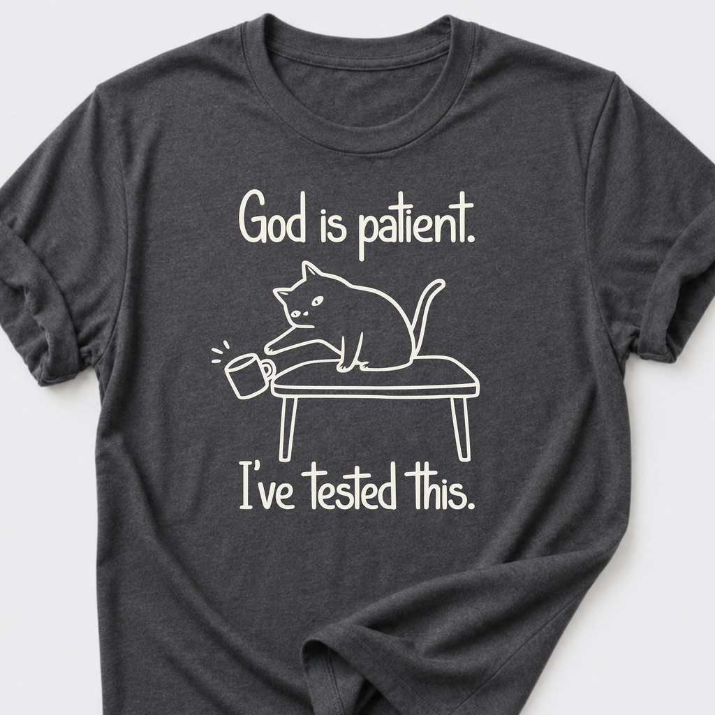 God is Patient. I've Tested This • Cat T-Shirt