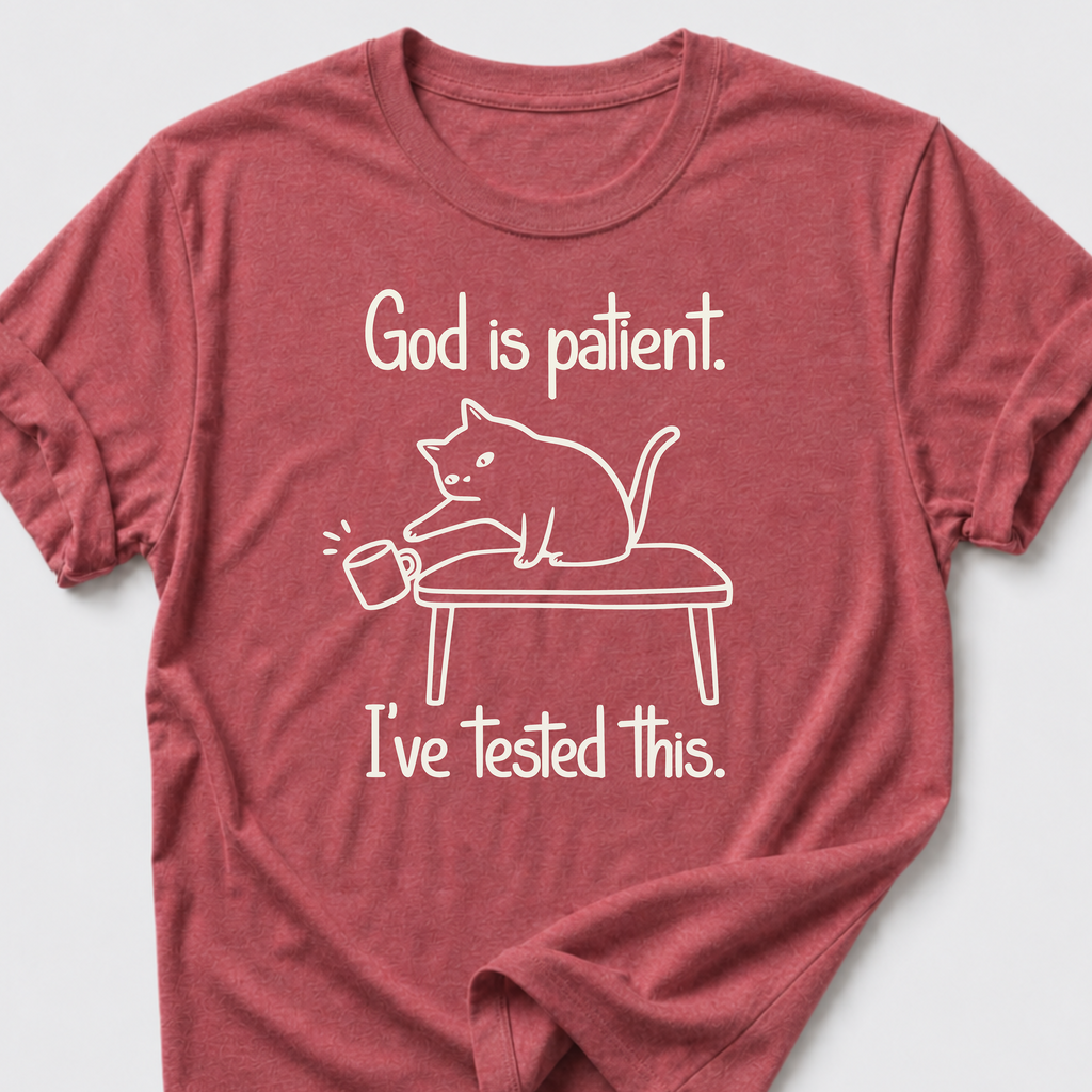 God is Patient. I've Tested This • Cat T-Shirt