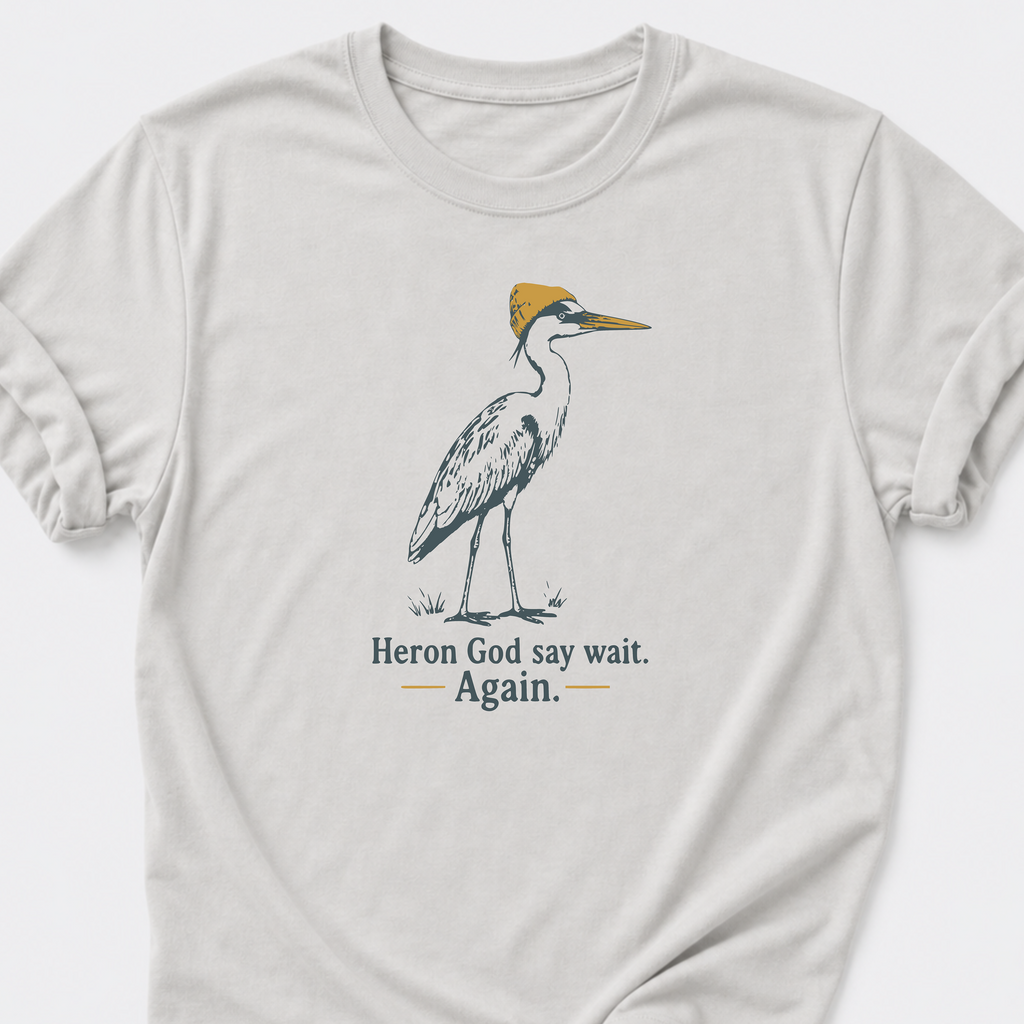 Heron God say wait. Again. T-Shirt