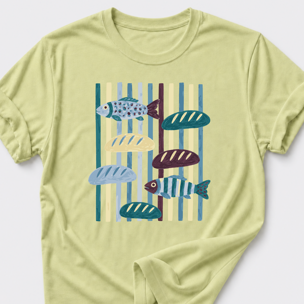 God Provides with Two Fish and Five Loaves T-Shirt