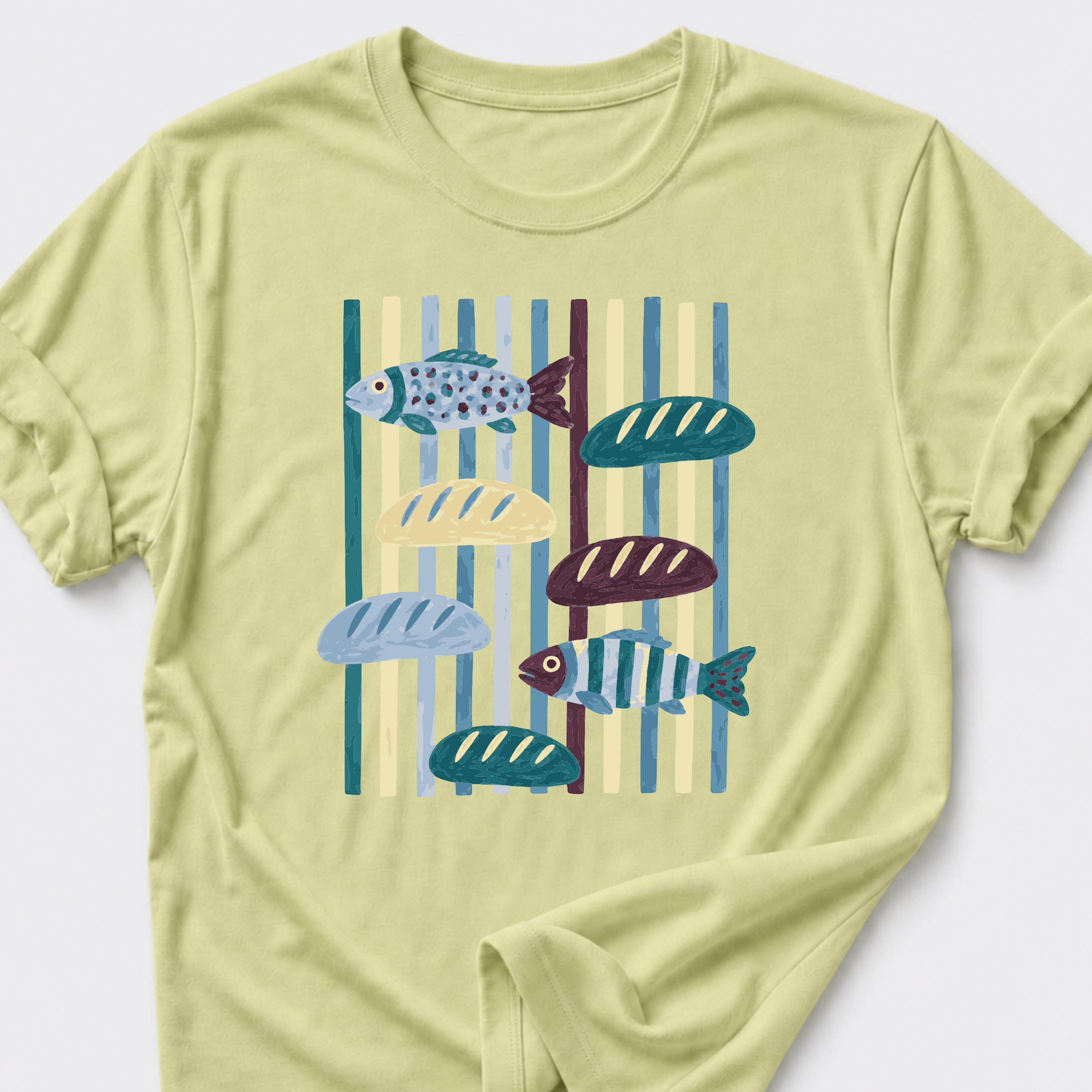 God Provides with Two Fish and Five Loaves T-Shirt