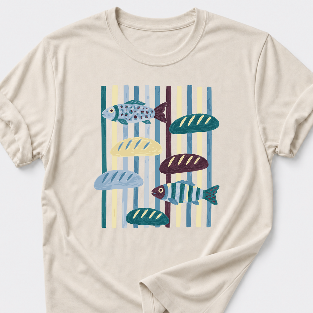 God Provides with Two Fish and Five Loaves T-Shirt