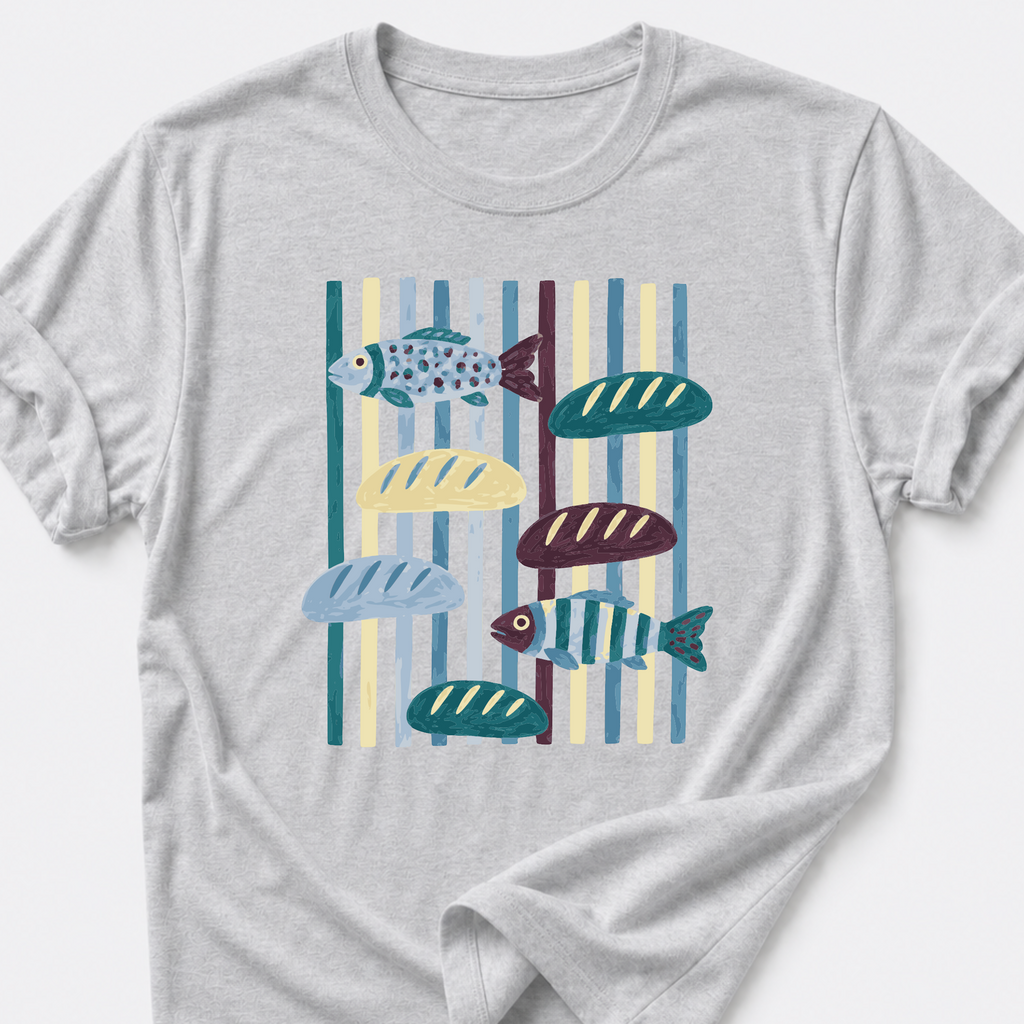 God Provides with Two Fish and Five Loaves T-Shirt