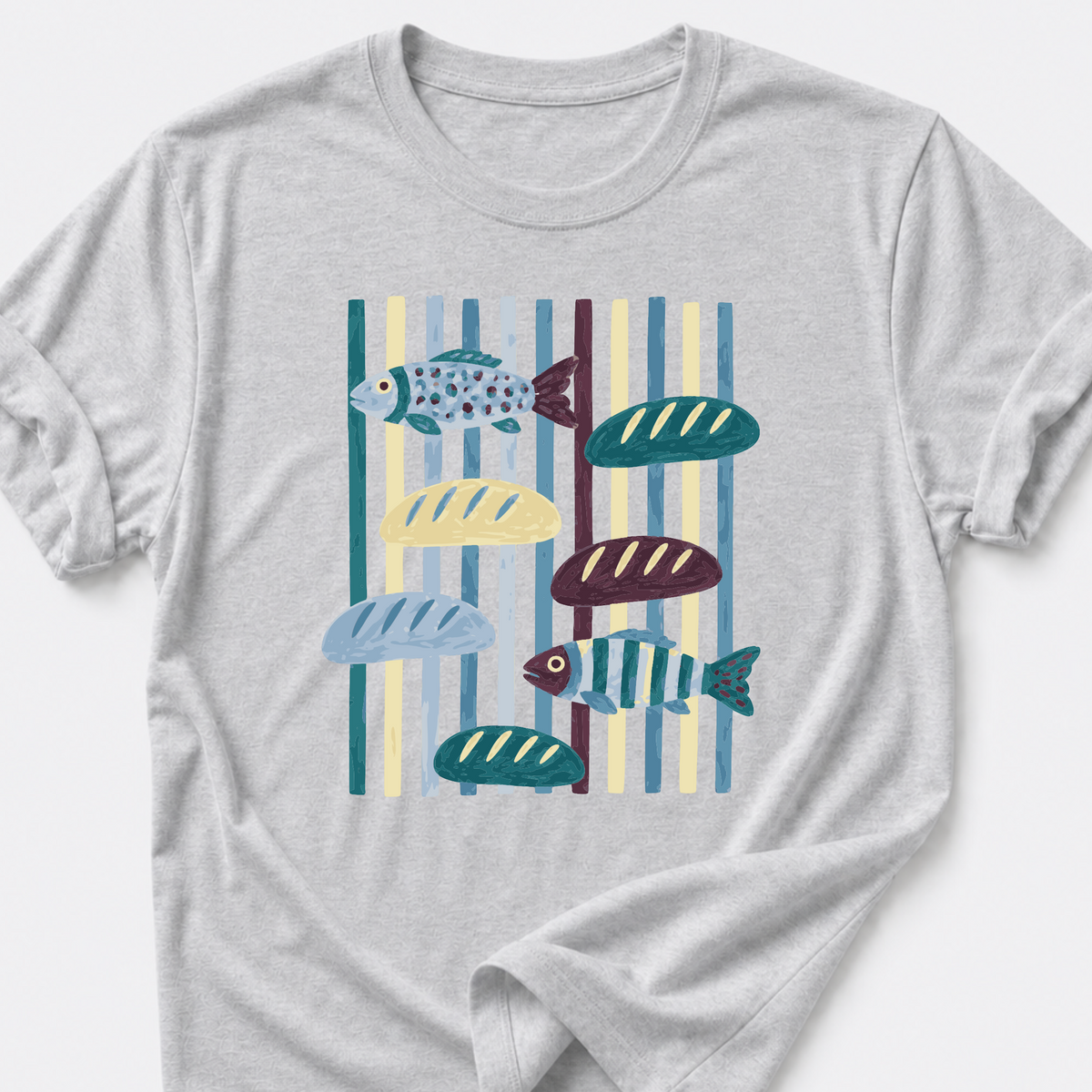 God Provides with Two Fish and Five Loaves T-Shirt