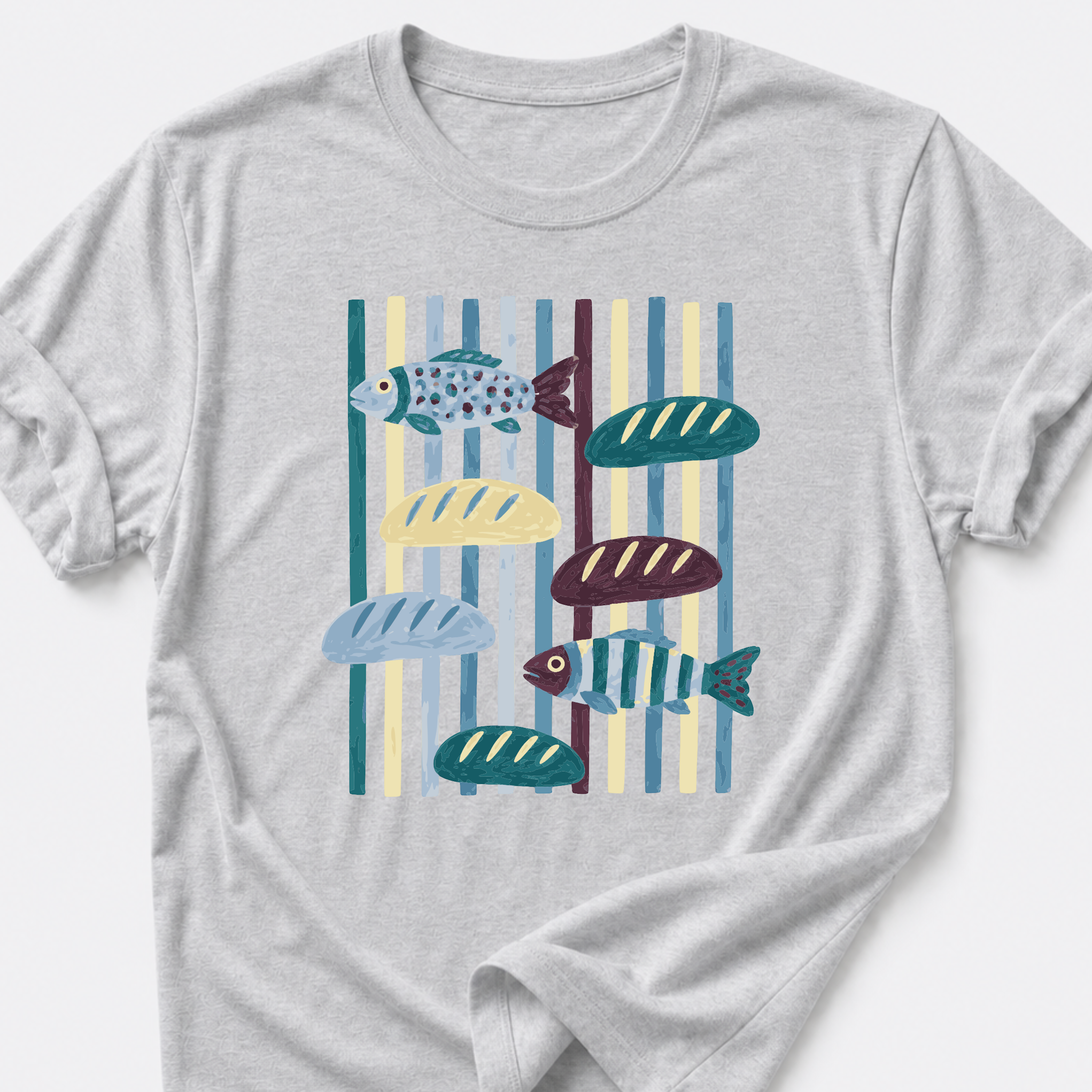 God Provides with Two Fish and Five Loaves T-Shirt