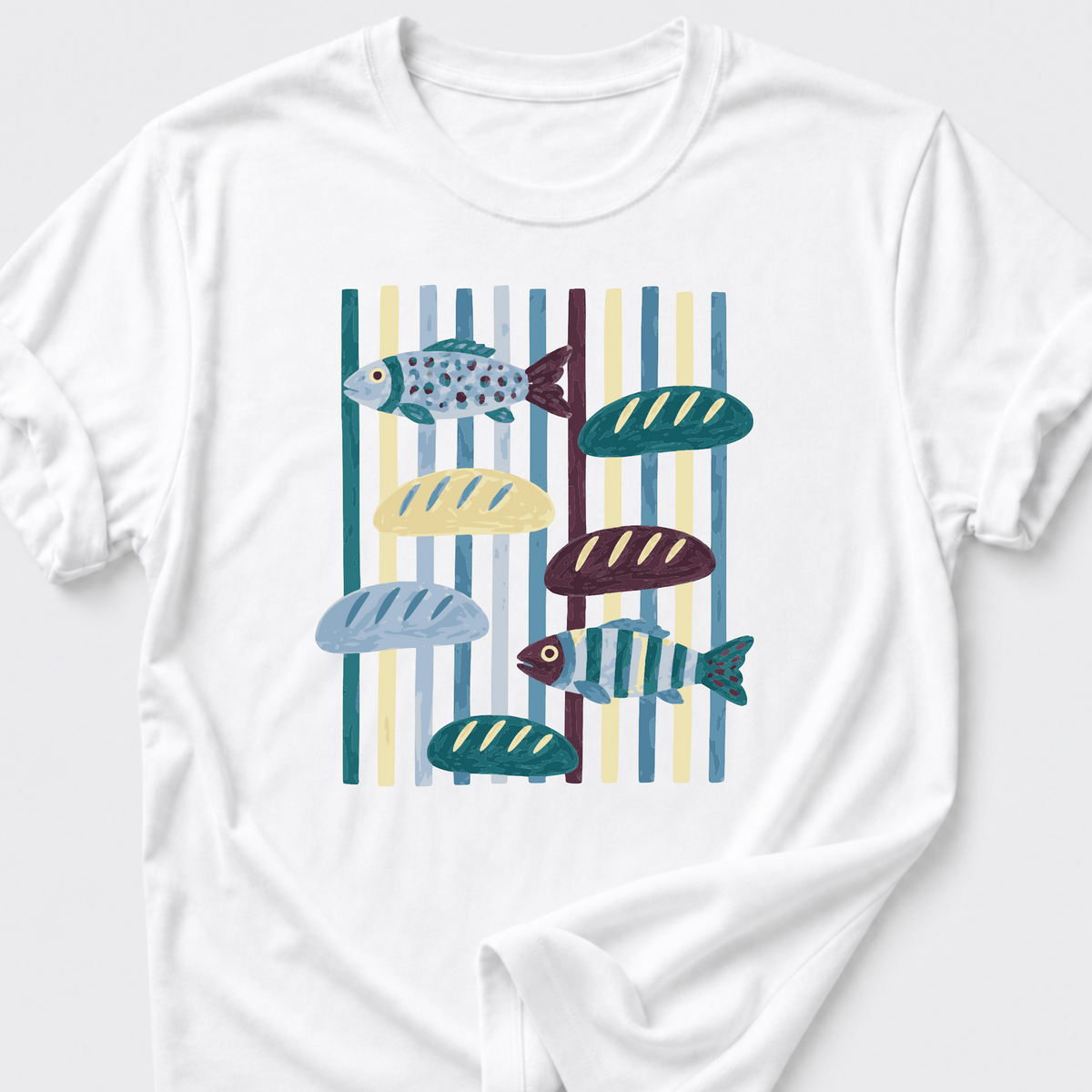 God Provides with Two Fish and Five Loaves T-Shirt