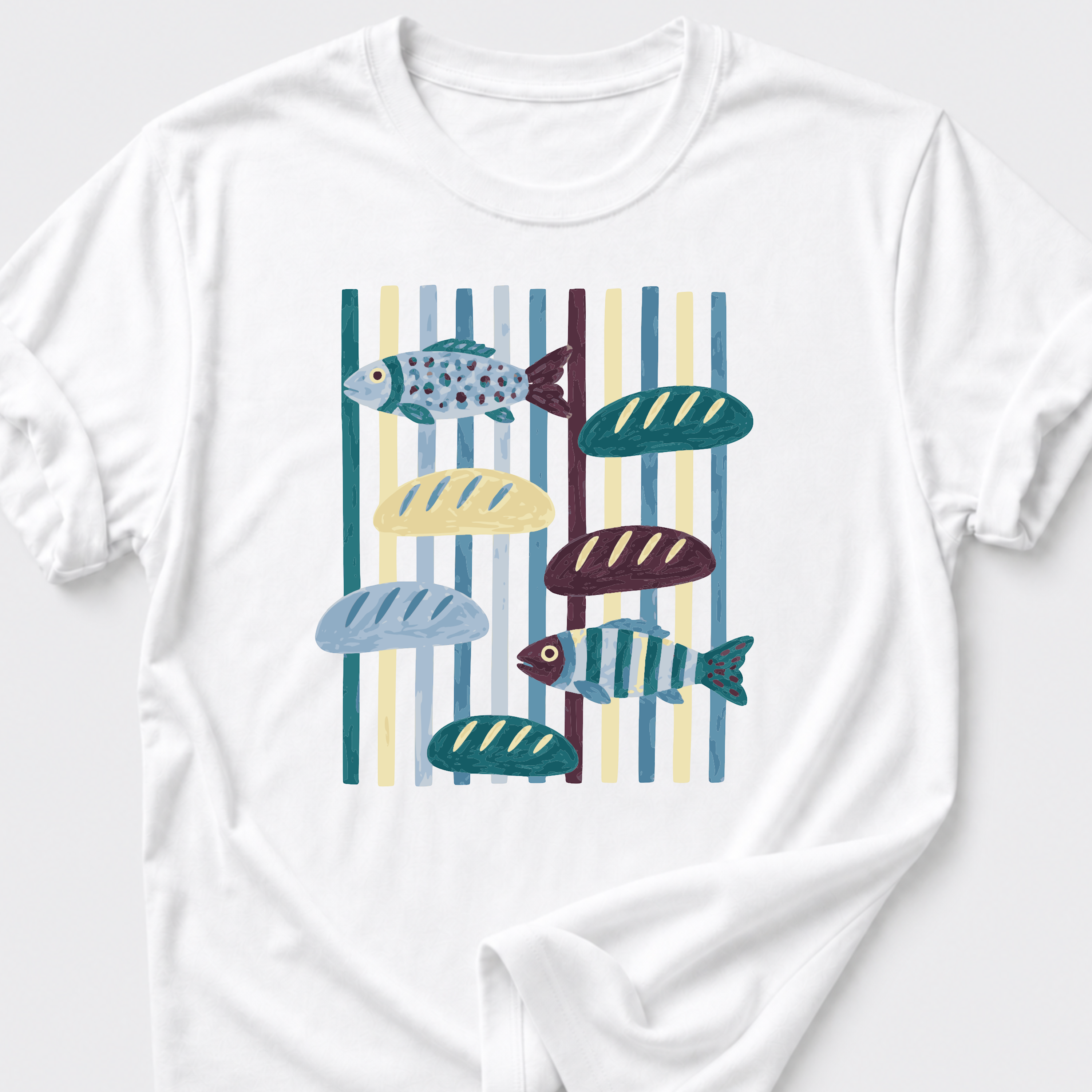 God Provides with Two Fish and Five Loaves T-Shirt