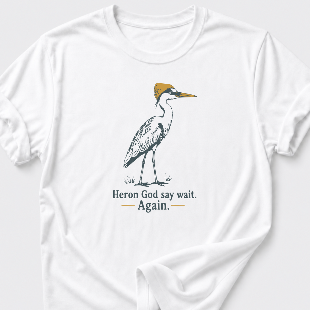 Heron God say wait. Again. T-Shirt